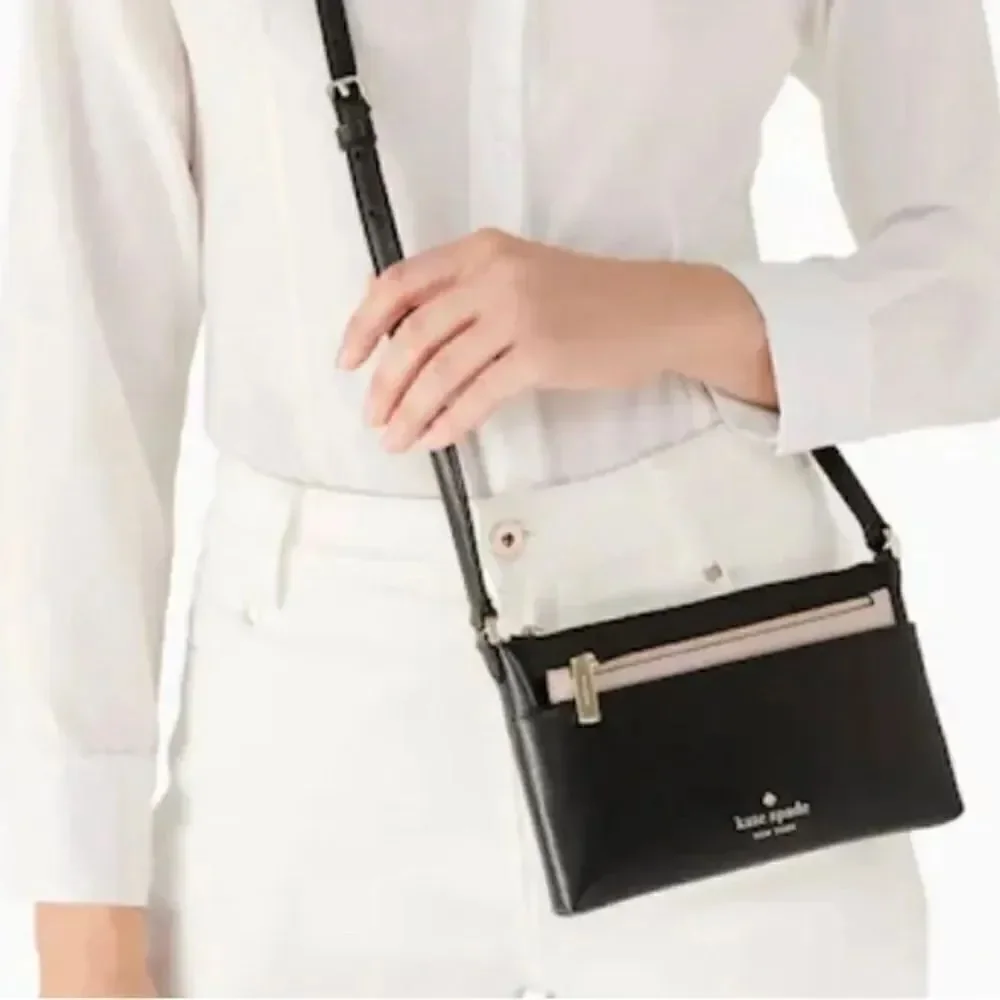 Kate Spade Purse Black Slim Sadie Crossbody Set Bag Wallet